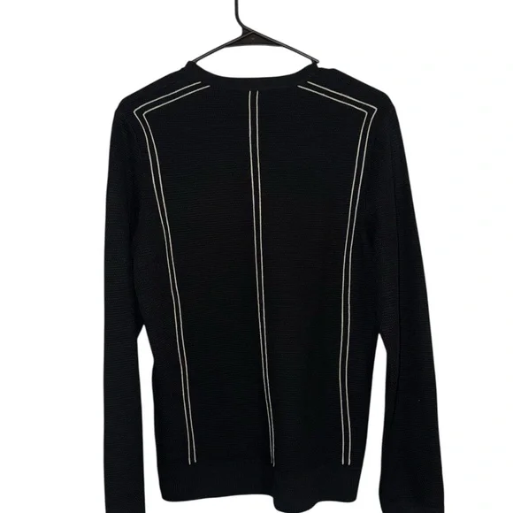 Murano Black Crewneck Sweater with White Stripes - Picture 2 of 7